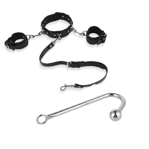 and Collar Cuffs with Anal Hook Beaded 5334 Elegant 0123